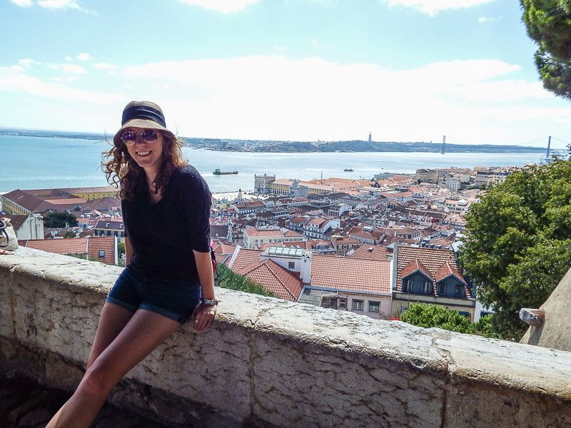 Sitting outside Lisbon Castle