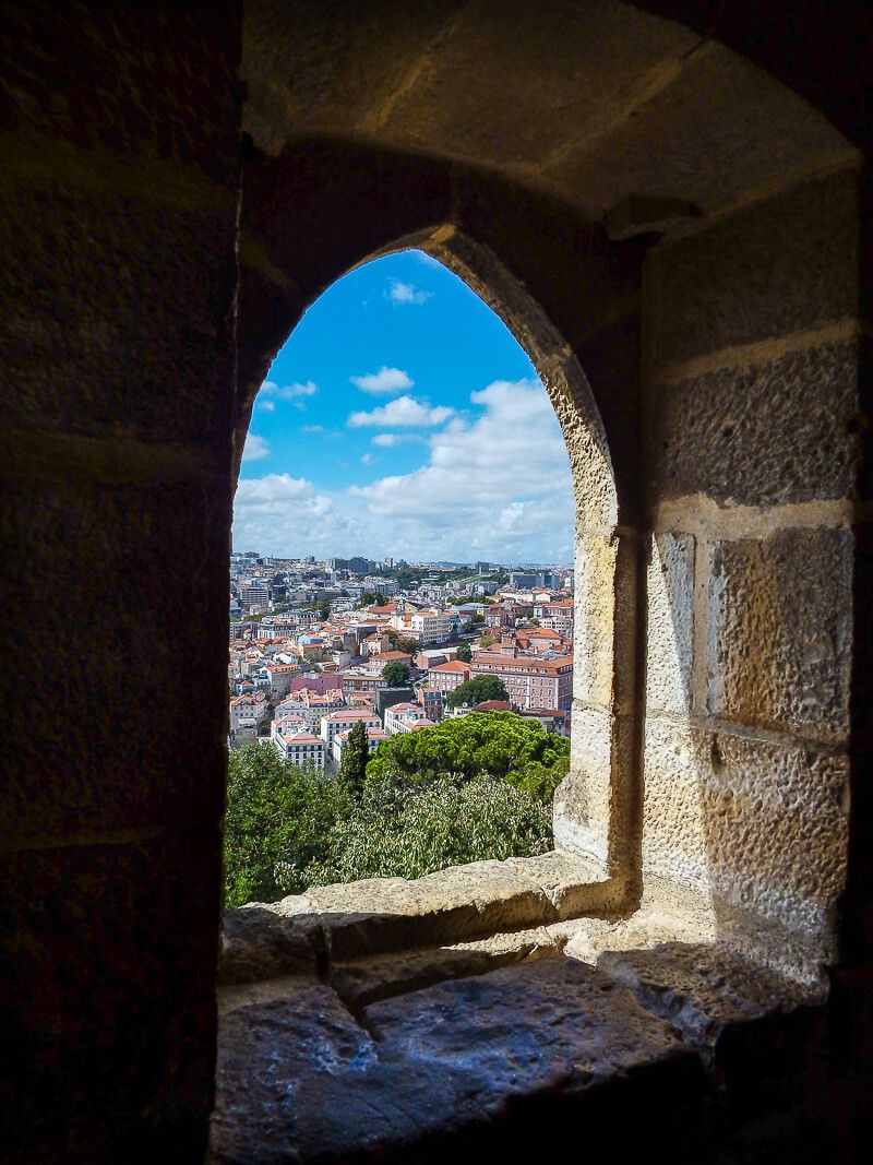 A window inside Lisbon Castle; portugal itinerary