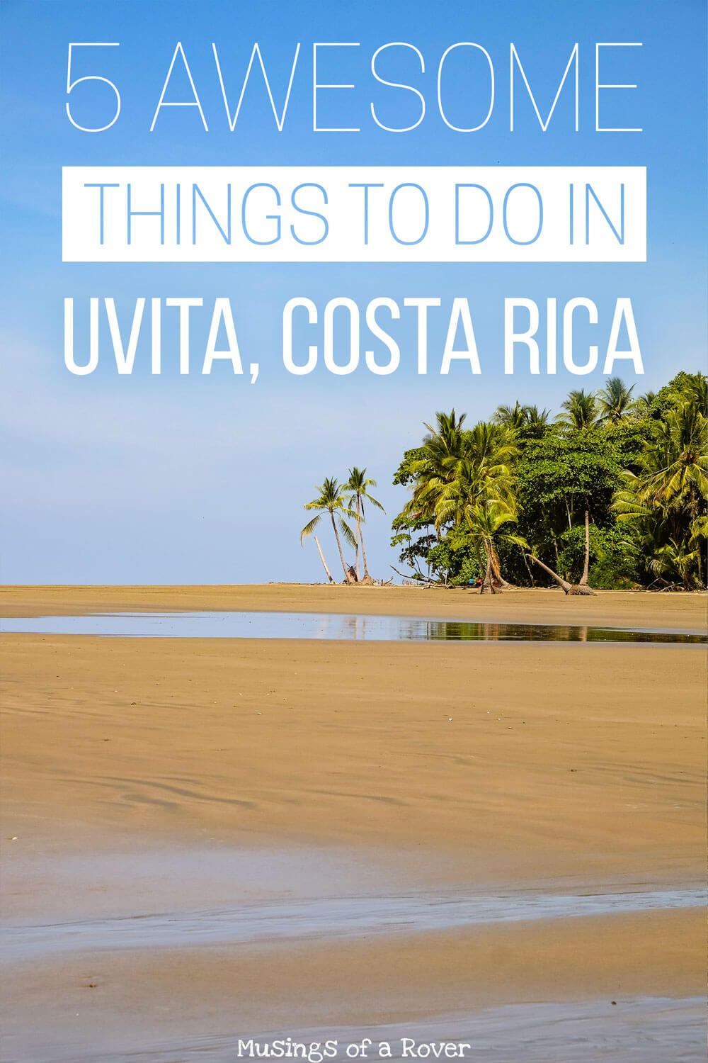 Interested in visiting Uvita, Costa Rica? Want to know about 5 things to do while you are there? Check out this post for the details on the whale's tail, waterfalls, snorkeling, sunsets, and surfing.