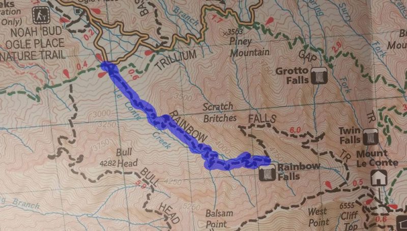 Rainbow Falls Trail Map