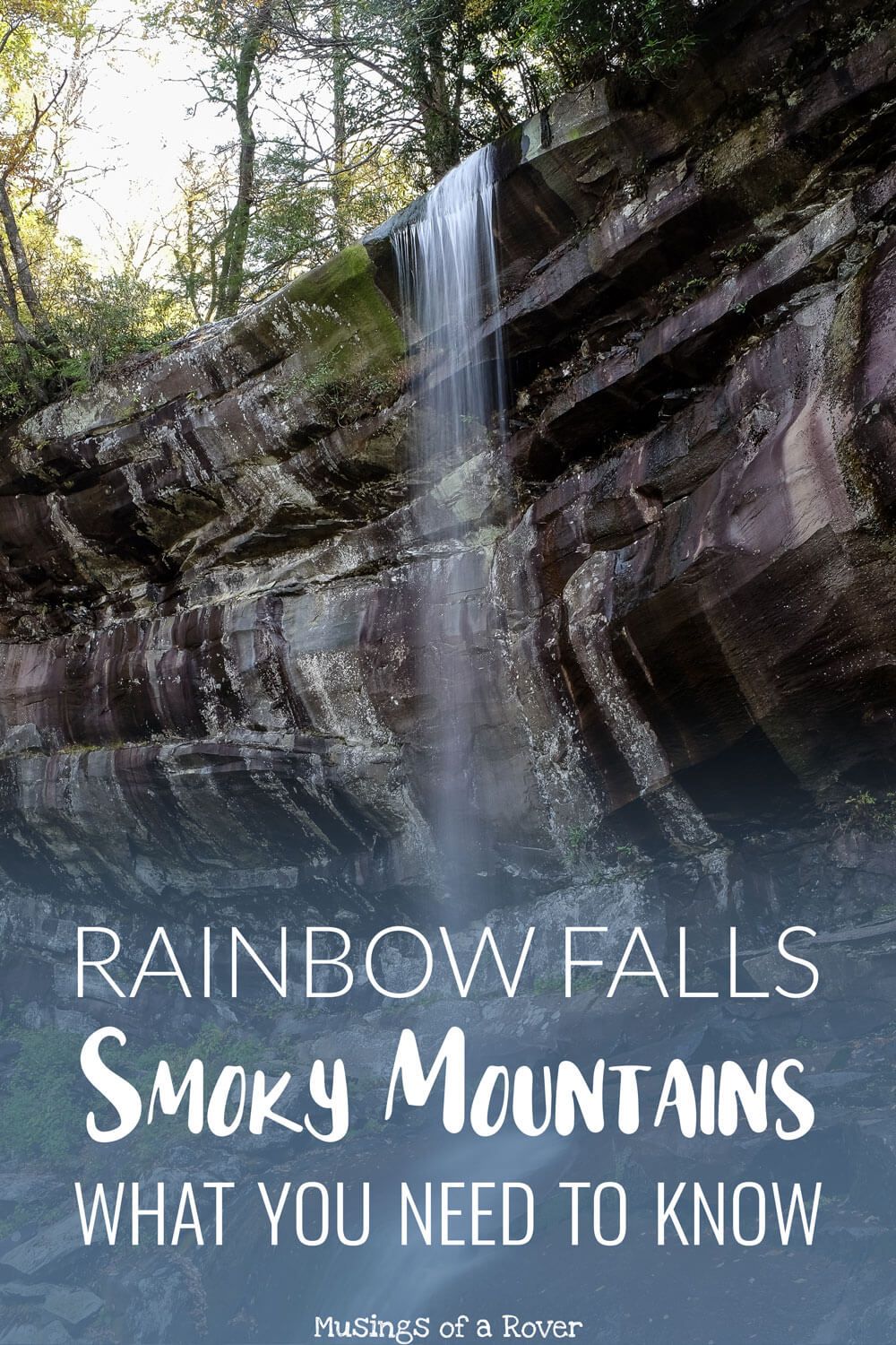 The Rainbow Falls Trail is one of the more popular hikes in the Smoky Mountains. The trailhead is located just outside of Gatlinburg, Tennessee. And after 2.7 miles you'll reach this beautiful 80 foot waterfall. hiking, waterfalls, waterfall, gatlinburg tennessee, gatlinburg tennessee things to do, tennessee travel, smoky mountains, smoky mountain national park, smokey mountains things to do