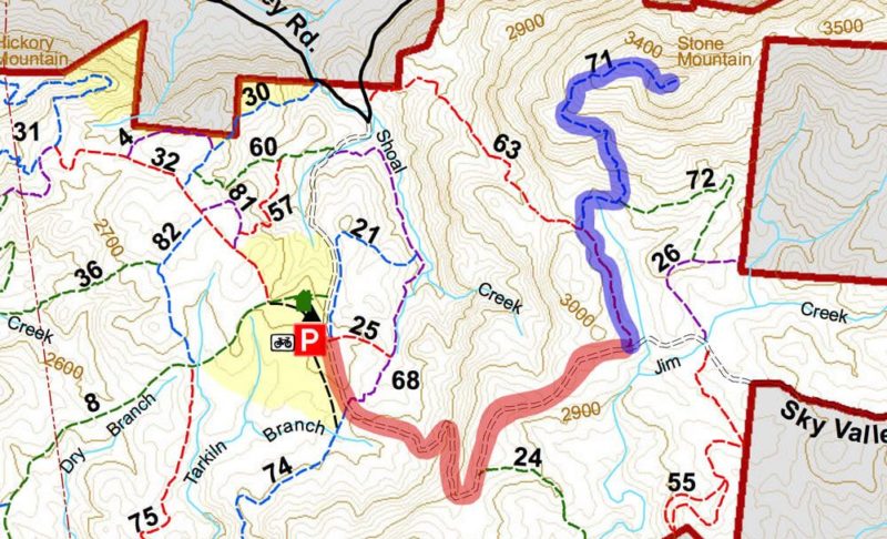 Stone Mountain in Dupont State Forest Trail Guide Map
