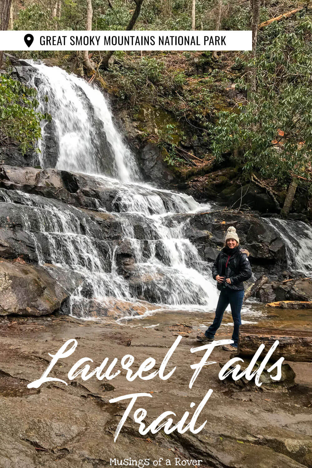 Want to see an 80 foot tall waterfall during your visit to the Great Smoky Mountains National Park? Then add the easy, paved, 2.6 mile Laurel Falls Trail to your trip! It’s on the way to Cades Cove and is one of the best things to do in the Smokies. It’s also one of the most popular hikes. You won’t want to miss it!