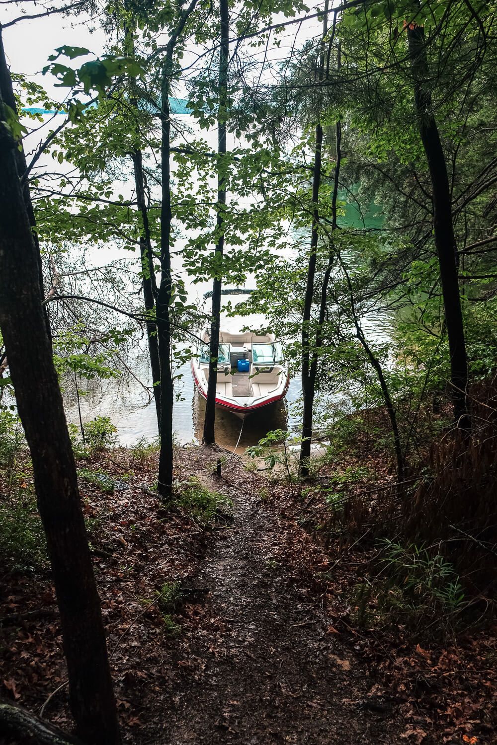 Boat in campsites at lake jocassee