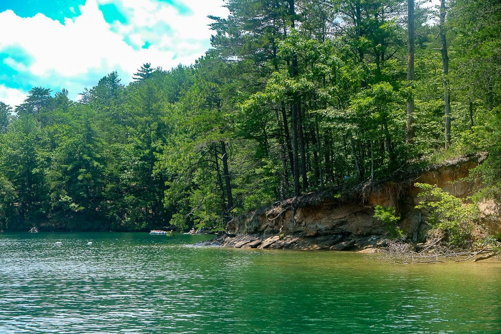 Boat in campsites at lake jocassee