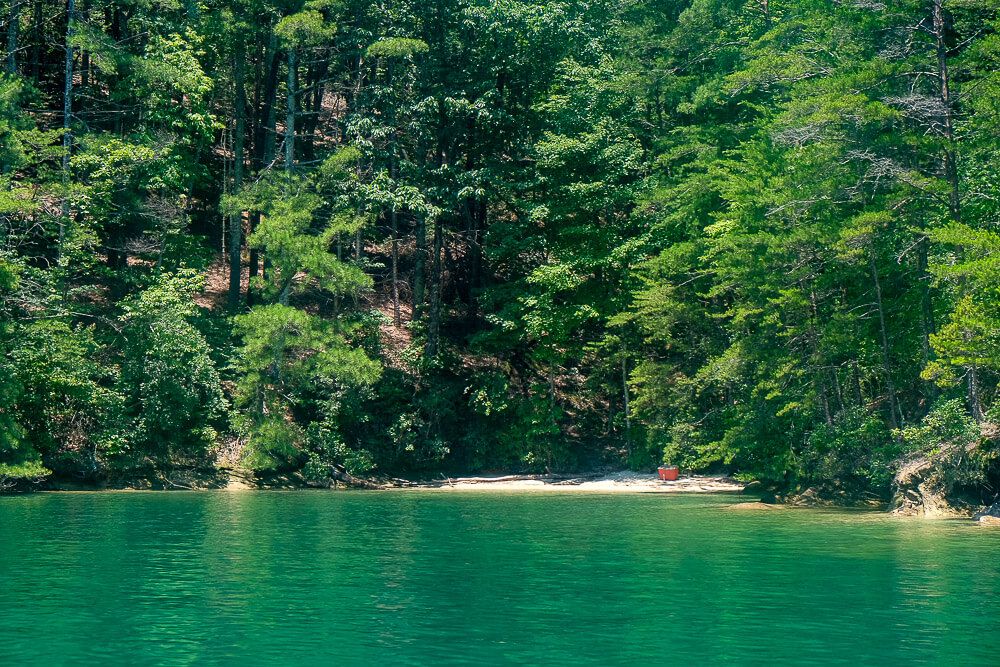 Boat in campsites at lake jocassee