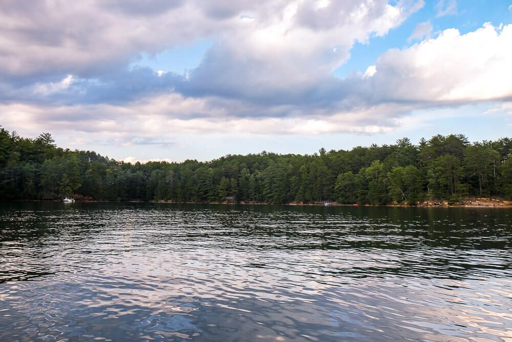 Boat in campsites at lake jocassee