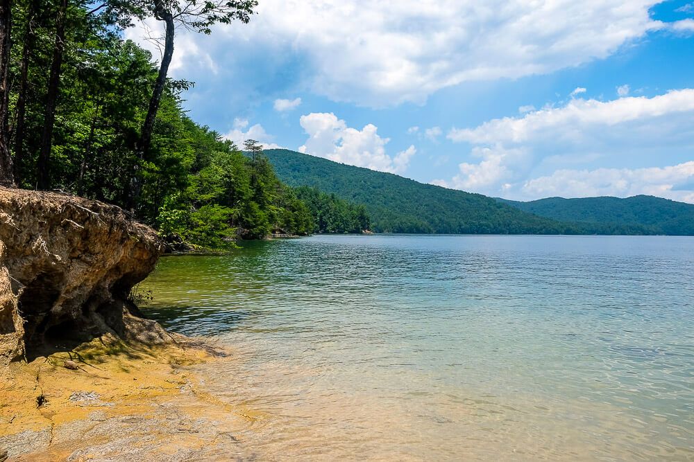 Boat in campsites at lake jocassee