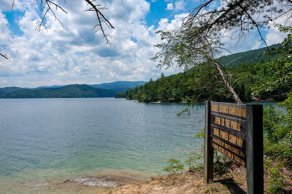 Boat in campsites at lake jocassee