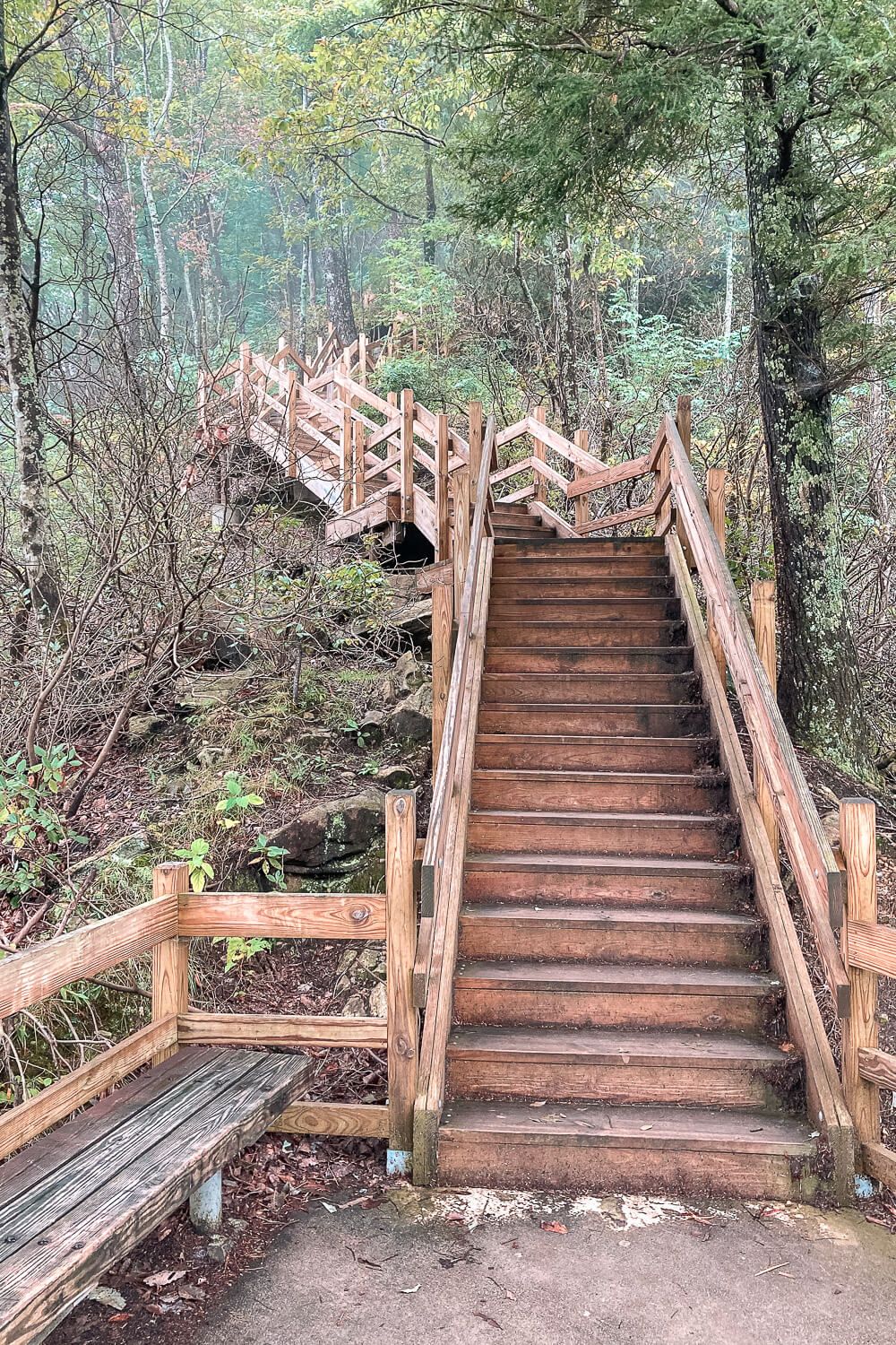 stairs down to the upper whitewater falls overlook