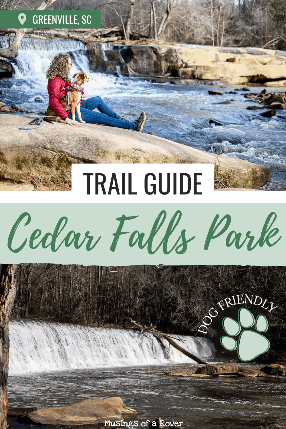 Looking for an easy hike near Greenville, SC? Cedar Falls Park is a small county park in Fountain Inn that’s an easy 30 minute drive from downtown. With 4 trails, you can easily spend an hour walking through the woods here. While you’re there, be sure to stop by and see the rapids, dams, and waterfalls in he park.