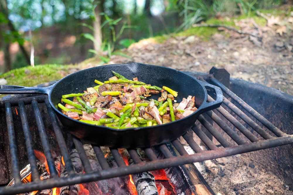 boat camping packing: cast iron