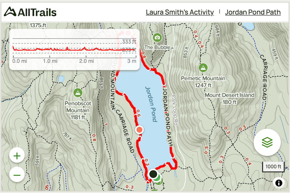 jordan pond path map in acadia national park